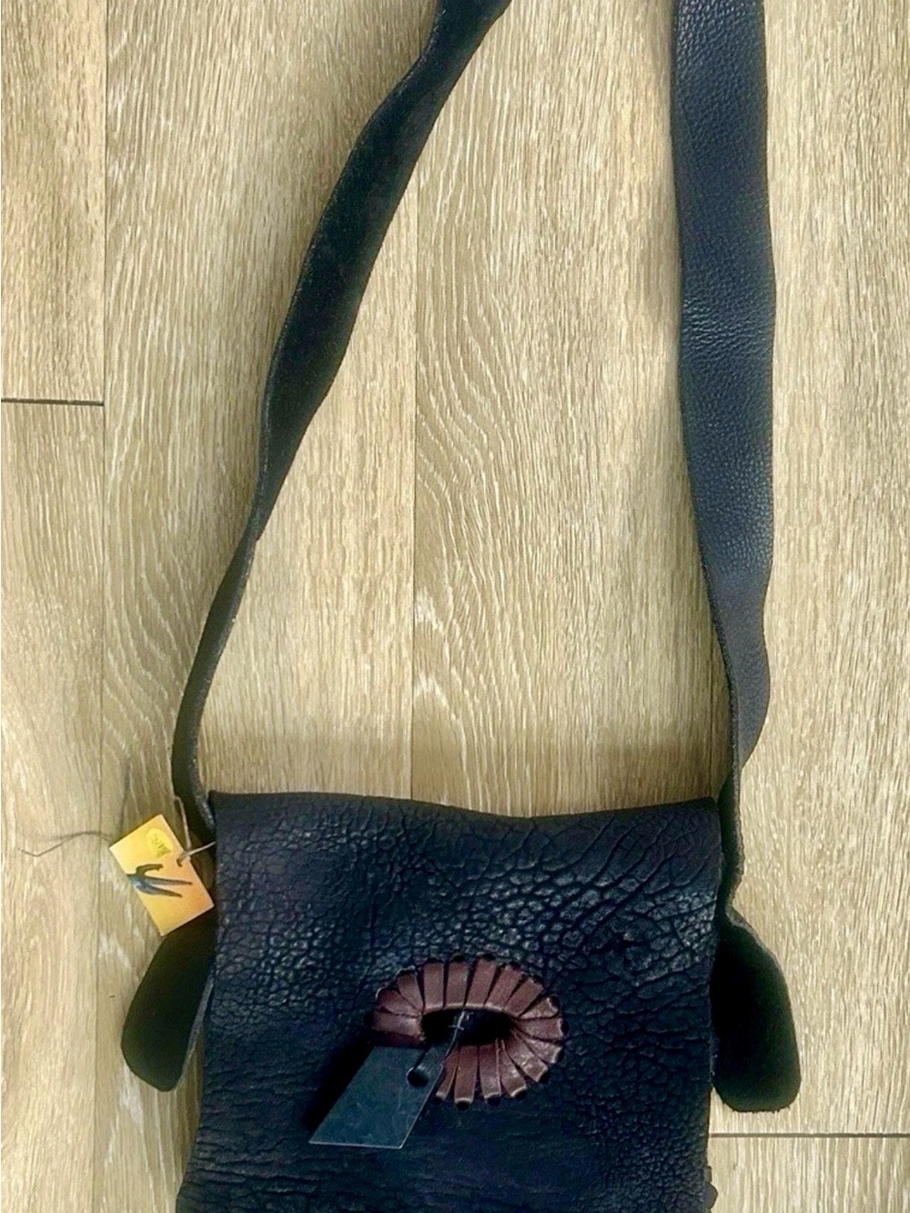 Jimmi WZ Black Leather Crossbody Bag Stone Toggle NWT